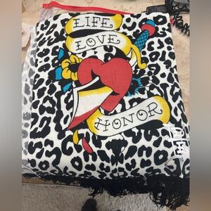 NWT Ed Hardy Multicolor Tattoo Art Scarf